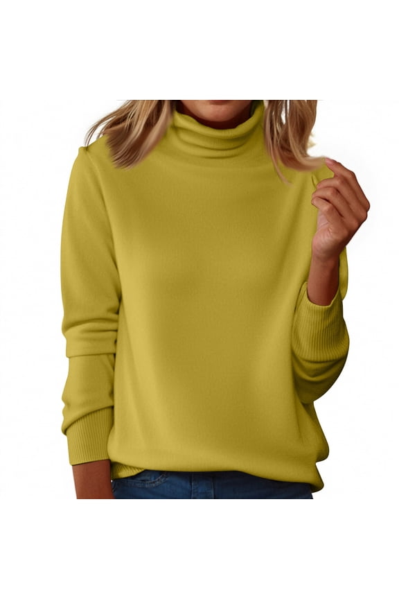 Sweaters for Women Turtleneck Mock 2025 Knitted Warm Pullover Light Long Sleeve Elegant Soft Sweater Loose Fitting Tops Light Green L