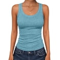 thumbnail image 1 of Lumtrix Womens Tank Tops 2026 Scoop Neck Ribbed Knit Sleeveless Top Casual Basic Slim Fitted Knit Cami Summer Tee Shirts Light Blue L, 1 of 4
