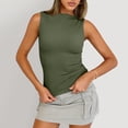 thumbnail image 1 of Lumtrix Tank Tops For Women Ribbed Boat Neck Slim Fitted Ruched Basic Sleeveless Shirts 2026 Summer Clothes Army Green XL, 1 of 6
