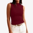 thumbnail image 1 of Lumtrix Tank Tops For Women Sleeveless Boat Neck Crop Top Ribbed Knit Tight Ruched Tee 2026 Summer Vacation Going Out Shirts Deep Red 2XL, 1 of 5