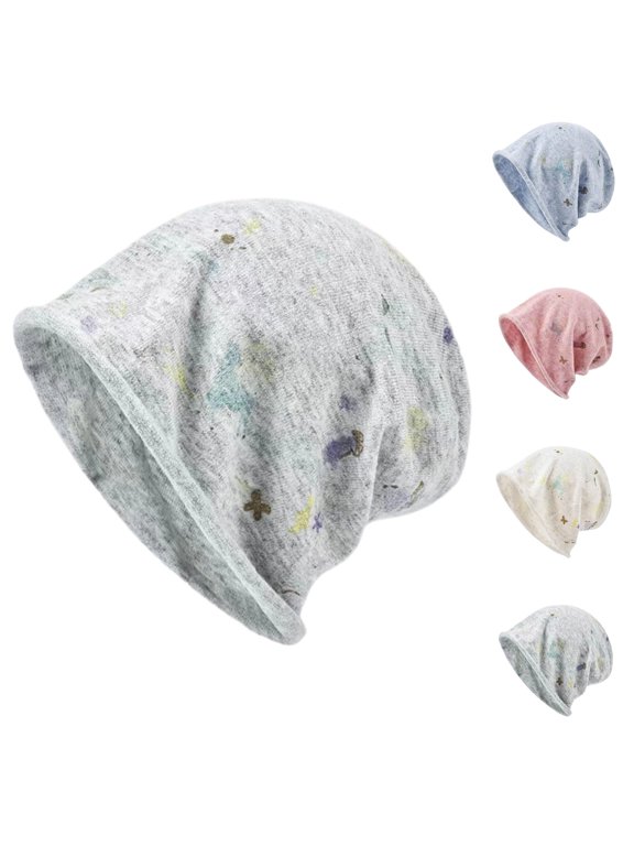 Thin Slouchy Hat For Women Ultra Lightweight Soft Hats Baggy Daily Caps Printerd Stocking Caps Gray One Size