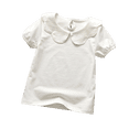 thumbnail image 1 of Lumtrix Toddler Girls Short Sleeve Shirts Scalloped Doll Collar Blouse | Solid Color Casual Tee Tops, 0 Months-7 Years White 120, 1 of 6