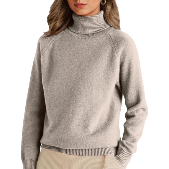 Lumtrix Turtleneck Sweaters for Women Fall Winter Long Sleeve Soft Dressy Casual Pullover Fashion Ribbed Knit Tops Khaki M