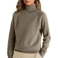 thumbnail image 1 of Lumtrix Turtleneck Sweaters for Women Fall Winter Long Sleeve Soft Dressy Casual Pullover Fashion Ribbed Knit Tops Light Brown 2XL, 1 of 4