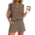 thumbnail image 1 of Lumtrix Two Piece Sets For Women Trendy Short Sets Beach Vacation Clothes Airport Travel Cruise Summer Spring Outfits Khaki XL, 1 of 6