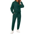 thumbnail image 1 of Lumtrix Two Piece Sweatsuits Hoodies For Women Pullover Oversized Hoodie Set Tracksuit Long Sleeve Tops Sweatpants with Pockets Dark Green 2XL, 1 of 6