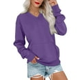 thumbnail image 1 of Lumtrix V Neck Sweatshirt Women with Pockets Casual Plain Comfort Hoodless Hoodies Pullover Sweatshirts No Hood Fall Long Sleeve Pullover Purple XL, 1 of 5
