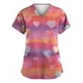 thumbnail image 1 of Lumtrix Valentine's Day Heart Printed Scrub Tops Women V Neck Short Sleeve Plus Size Shirt for Womens Side Slit Nursing Uniforms with Pockets Multicolor 5XL, 1 of 3