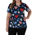 thumbnail image 1 of Lumtrix Valentines Scrubs for Women V Neck Cute Heart Printed Tops Soft Side Slit Short Sleeve Nursing Uniform Plus Size Shirts with Pockets Dark Blue 4XL, 1 of 5