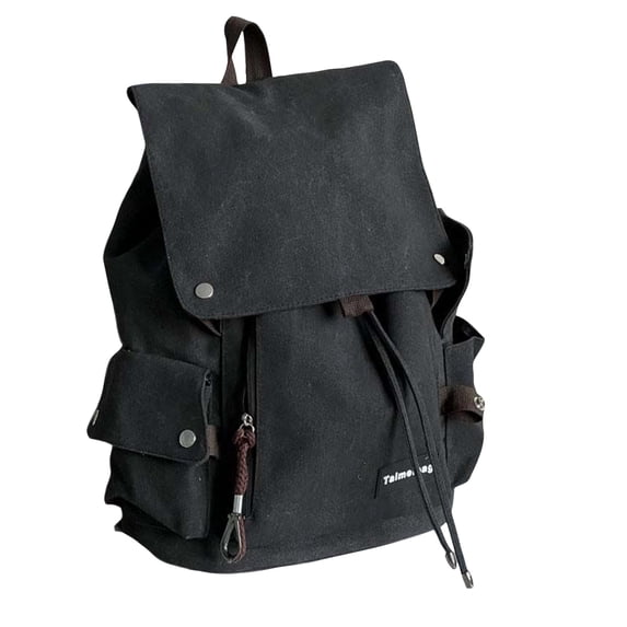 Lumtrix Vintage Canvas Backpack 15.75 Inch Daypack for Men Women College Travel Rucksack Black