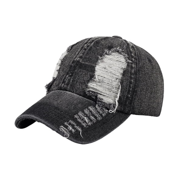 Lumtrix Vintage Distressed Denim Hat for Men and Women Light Ripped Baseball Caps Adjustable Dad Hats Black One Size
