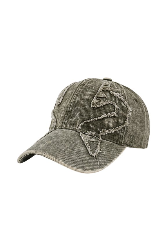 Vintage Distressed Ripped Denim Baseball Low Dad Hat Adjustable Strapback Retro Vintage For Dad Hat Women Men Army Green One Size