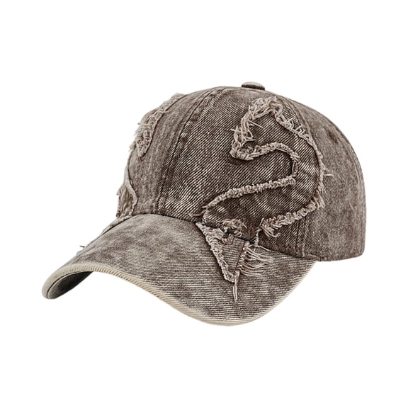 Lumtrix Vintage Distressed Ripped Denim Baseball Low Dad Hat Adjustable Strapback Retro Vintage For Dad Hat Women Men Khaki One Size