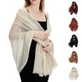 thumbnail image 1 of Lumtrix Vintage Scarf Fringed Edges Lightweight Breathable Wrap Sheer Daily Outdoor Shawls Beige One Size, 1 of 6