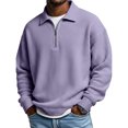 thumbnail image 1 of Lumtrix Waffle Knit Quarter Zip Pullover Men Polo Shirts Long Sleeve Collared Tops Big And Tall Golf Sweatshirts Purple 5XL, 1 of 3