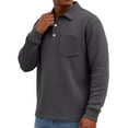 thumbnail image 1 of Lumtrix Waffle Long Sleeve Polo Shirts for Men Big and Tall Golf Shirt Casual Collared Button Down T Shirts Knit Tops With Pocket Black XL, 1 of 5