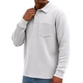 thumbnail image 1 of Lumtrix Waffle Long Sleeve Polo Shirts for Men Big and Tall Golf Shirt Casual Collared Button Down T Shirts Knit Tops With Pocket White S, 1 of 5