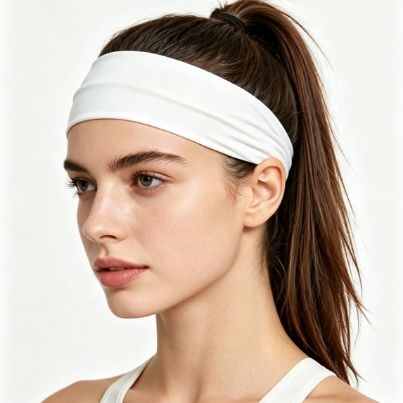 Lumtrix Wide Headbands for Women Non Slip Soft Elastic Hair Bands Yoga Running Sports Workout Gym Head Wraps White One Size