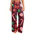 thumbnail image 1 of Lumtrix Wide Leg Pants for Women Christmas Christmas Print Elastic Waist Straight Leg Pant Christmas Eve Party Trouser with Pocket Red 2XL, 1 of 7