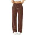thumbnail image 1 of Lumtrix Wide Leg Sweatpants for Women High Waisted Baggy Sweat Track Pants Drawstring Casual Lounge Pants with Pockets Drawstring Fall Fashion Pants Coffee 2XL, 1 of 6
