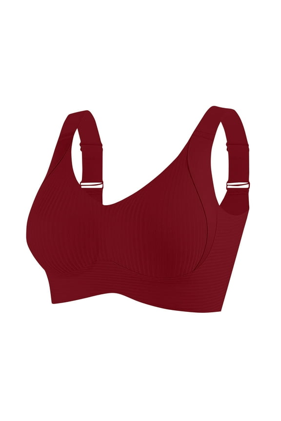 Wirefree Bras For Women Full Coverage No Underwire Everyday Bras Comfortable Padded Jelly Bras Wine 46