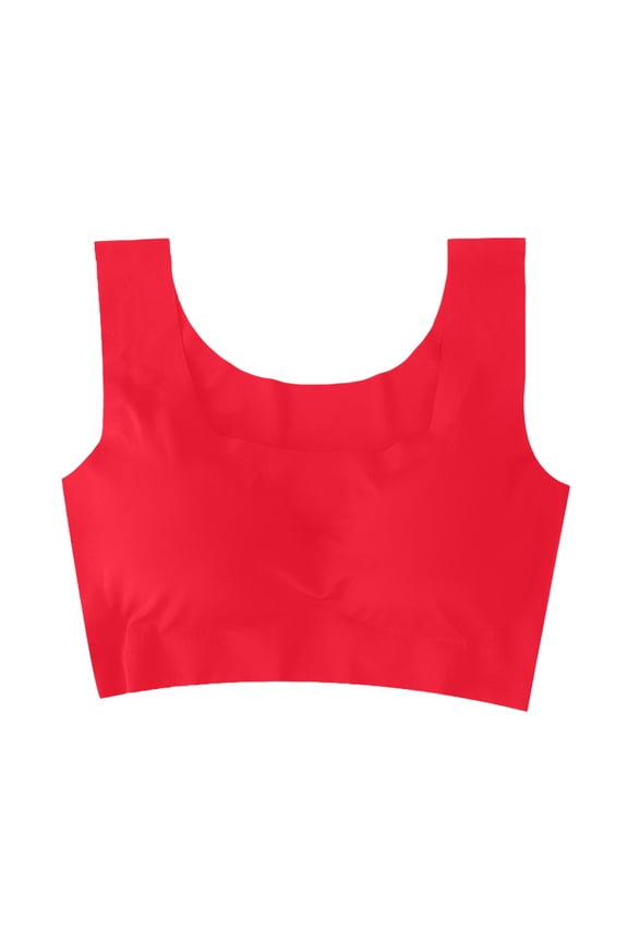 Wireless Bras for Women No Underwire Seamless Full Coverage T-Shirt Pullover Sleep Bra Comfort Lounge Bralette Red 42