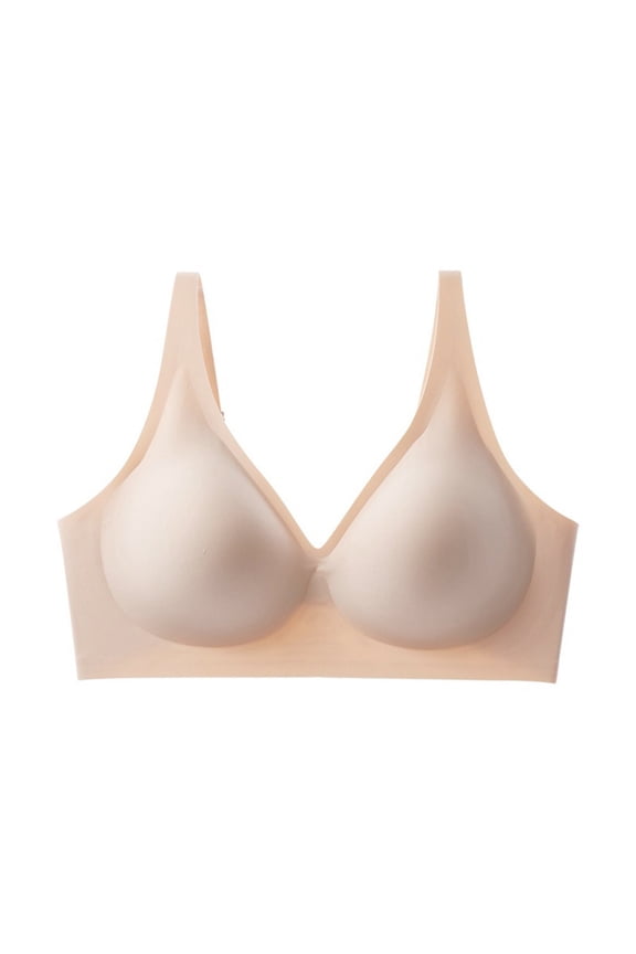 Wireless Jelly Bra for Women Seamless Push Up Deep V Bras Back Adjustable Strap Bralette Complexion 34