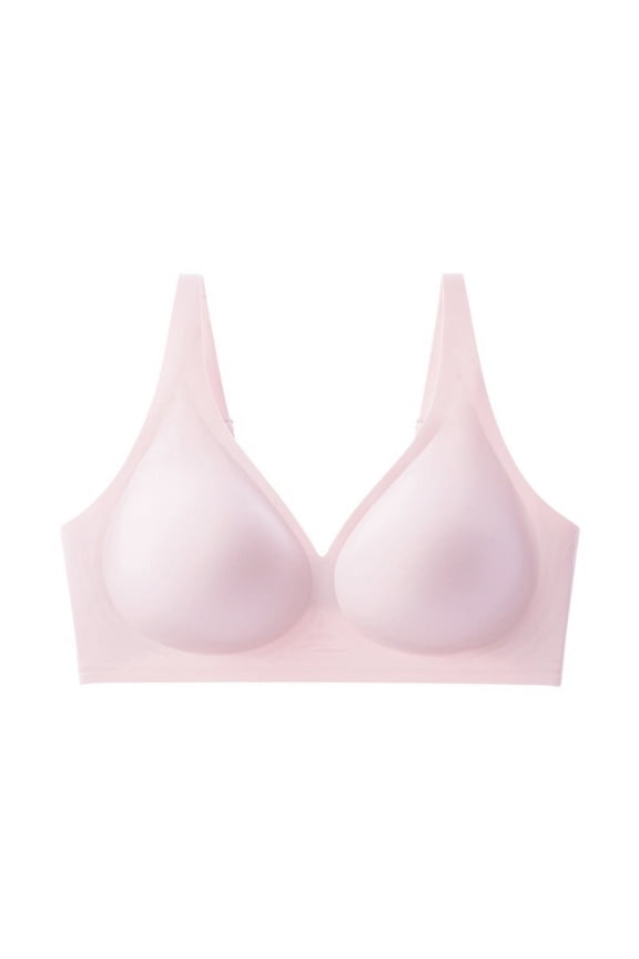 Wireless Jelly Bra for Women Seamless Push Up Deep V Bras Back Adjustable Strap Bralette Light pink 32