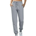 thumbnail image 1 of Lumtrix Women Athletic Joggers Baggy Sweatpants Lightweight Casual Comfy Trousers with Pockets High Waisted Drawstring Pants Light Gray S, 1 of 4