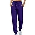 thumbnail image 1 of Lumtrix Women Athletic Joggers Baggy Sweatpants Lightweight Casual Comfy Trousers with Pockets High Waisted Drawstring Pants Purple M, 1 of 4