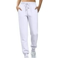 thumbnail image 1 of Lumtrix Women Athletic Joggers Baggy Sweatpants Lightweight Casual Comfy Trousers with Pockets High Waisted Drawstring Pants White M, 1 of 4