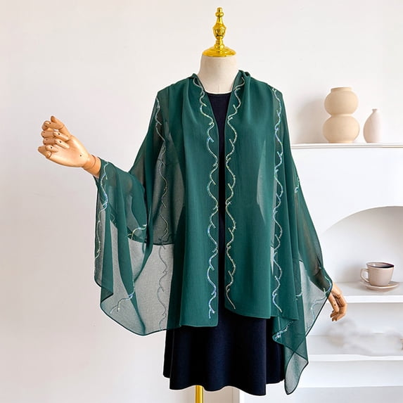 Lumtrix Women Chiffon Shawls and Wraps for Evening Dress Elegant Soft Sheer Scarf Wedding Bridal Scarf Formal Dress Cover UP Dark Green One Size