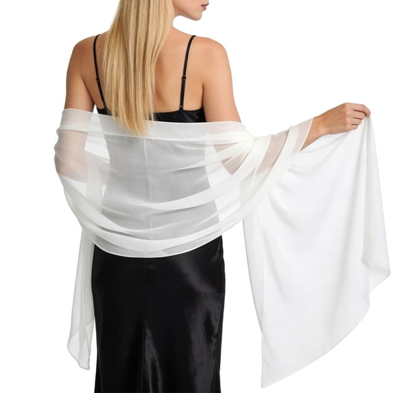 Lumtrix Women Chiffon Shawls and Wraps for Evening Dresses Soft Sheer Elegant Wedding Bridal Scarve B One Size