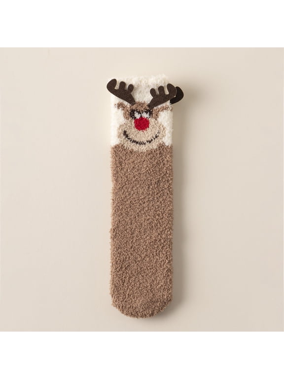 Women Christmas Fuzzy Socks Fluffy Cozy Slipper Socks Fall Winter Gifts Comfortable Indoor Home Socks B One Size