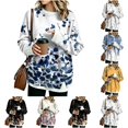 Drop Fit Lumtrix Women Crewneck Sweatshirts Long Sleeve Loose Fit Floral Fall ...