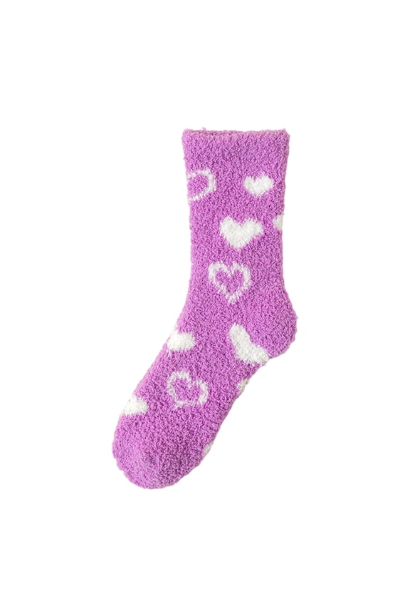Women Fuzzy Socks 5 Pairs Winter Fluffy Warm Home Sleeping Sock For Women Casual Heart Design Cozy Soft Plush Socks A D