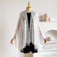 thumbnail image 1 of Lumtrix Women Lace Shawls and Wraps for Evening Dress Elegant Soft Sheer Scarf Wedding Bridal Scarf Formal Dress Fringe Lace Cover UP Complexion One Size, 1 of 6