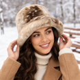thumbnail image 1 of Lumtrix Women and Men Winter Furry Bucket Hat Deer Spotted Pattern Faux Fur Plush Fisherman Cap Thick Warm Wide Brim Fashion Hat for Daily & Outdoor Wear Coffee One Size, 1 of 5
