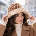 thumbnail image 1 of Lumtrix Women and Men Winter Furry Bucket Hat Deer Spotted Pattern Faux Fur Plush Fisherman Cap Thick Warm Wide Brim Fashion Hat for Daily & Outdoor Wear Light Brown One Size, 1 of 5