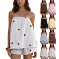 thumbnail image 1 of Lumtrix Women Polka Dot Short Sets 2 Piece Summer Lounge Sets Strapless Flowy Tube Tops Shorts Vacation Matching Outfits Light Blue XL, 1 of 4