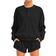 thumbnail image 1 of Lumtrix Women'S 2 Piece Lounge Sets Crew Neck Oversized Sweatshirts Sweat Shorts With Pockets Matching Tracksuit Set Trebdy Casual Outfits Black L, 1 of 6