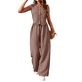 thumbnail image 1 of Lumtrix Women'S 2 Piece Outfits Linen Sleeveless Blazer Vest Dressy Casual Sets Wide Leg Pants Suits Summer Office Work Outfits Coffee L, 1 of 5