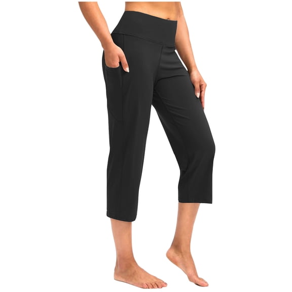 Lumtrix Women'S Bermuda Long Shorts With Pockets High Waisted Stretchy Knee Length Yoga Shorts Walking Athletic Workout Capris Black S