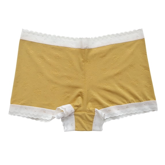 Lumtrix Women'S Cotton Boyshorts Underwear Mid Rise Full Coverage Breathable Soft No-Roll Briefs Yellow XL