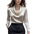 thumbnail image 1 of Lumtrix Women'S Dressy Business Casual Silk Blouses Cowl Neck Long Sleeve Satin Work Office Shirts Tops 2026 Beige 2XL, 1 of 5