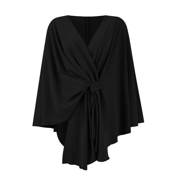 Lumtrix Women'S Elegant Shawl Wraps Soft Open Front Poncho Sweater Casual Comfort For Spring Fall Winter Black One Size