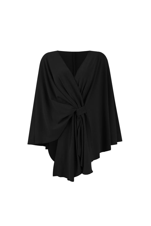Women'S Elegant Shawl Wraps Soft Open Front Poncho Sweater Casual Comfort For Spring Fall Winter Black One Size