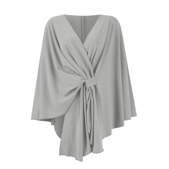 Lumtrix Women'S Elegant Shawl Wraps Soft Open Front Poncho Sweater Casual Comfort For Spring Fall Winter Light Gray One Size