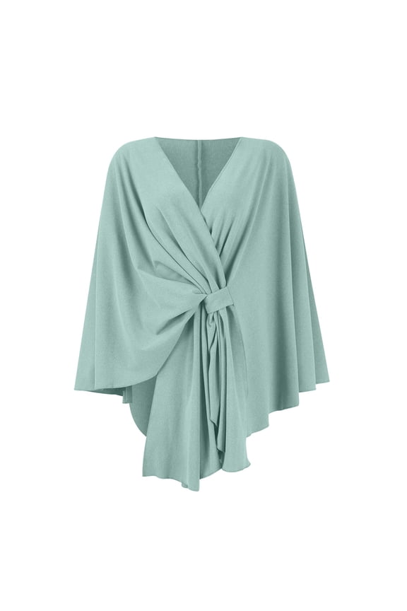 Women'S Elegant Shawl Wraps Soft Open Front Poncho Sweater Casual Comfort For Spring Fall Winter Turquoise One Size