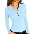 thumbnail image 1 of Lumtrix Women'S Long Sleeve Business Casual Tops Collared V Neck Work Blouse 2026 Fall Summer Button Sim Fitted Blouse Sky Blue L, 1 of 6